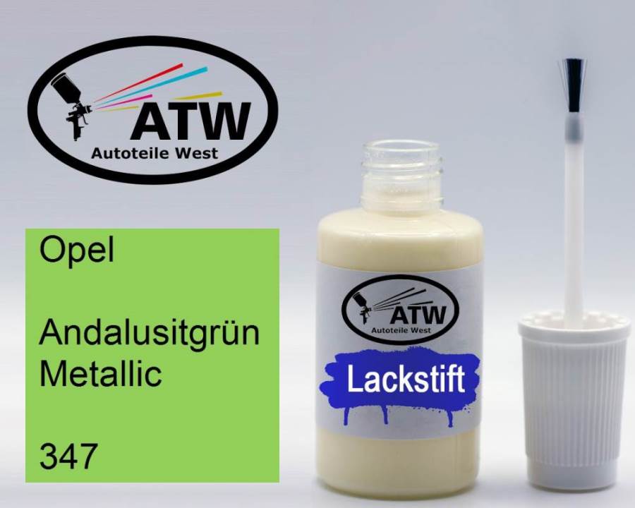 Opel, Andalusitgrün Metallic, 347: 20ml Lackstift, von ATW Autoteile West.